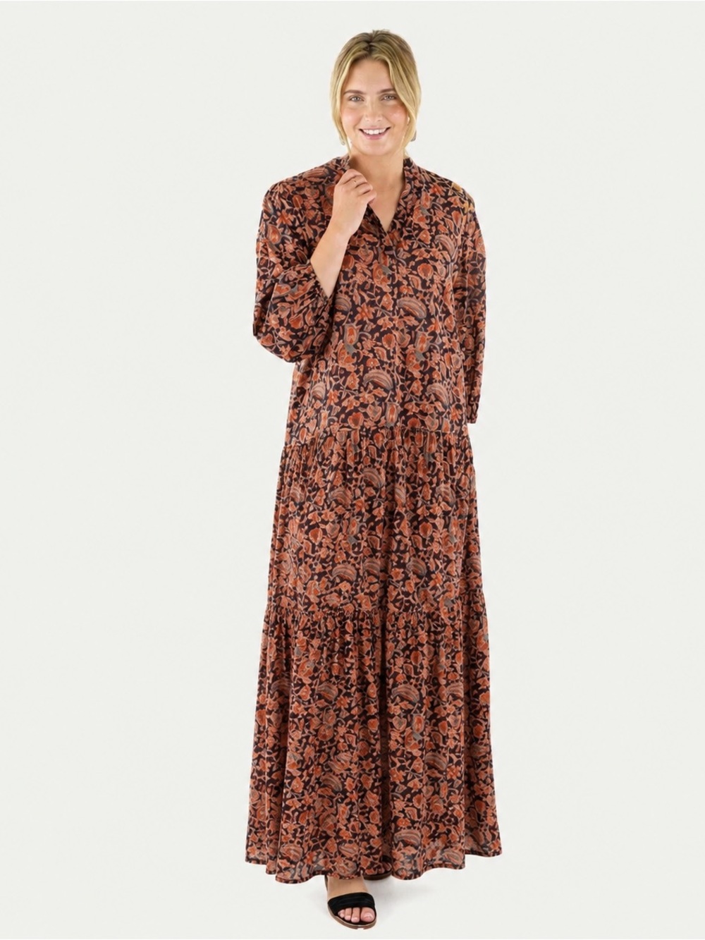 Rock Flower Paper Black Spice Madine Drop Waist Maxi Dress Size S/M • NWT
